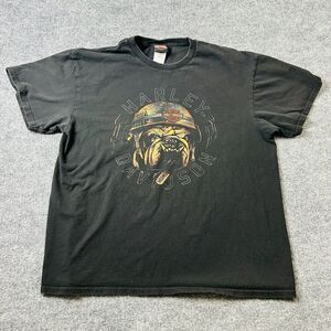 Harley Davidson Mens XL 2018 War Bull Dog Logo Tiogo County Mansfield, PA